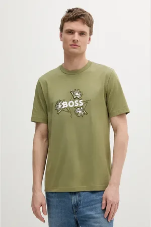 HUGO BOSS T-shirt bawełniany męski kolor z aplikacją 50536796