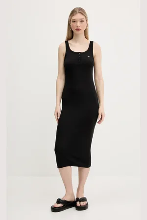 Tommy Hilfiger Sukienka bawełniana kolor midi dopasowana DW0DW19477