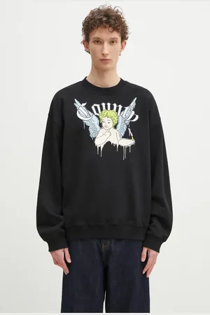 MARCELO BURLON Bluza bawełniana County Angel Boxy Crewneck Black Multico męska kolor z nadrukiem CMBA09CS25FLE0011084