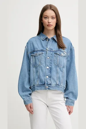Calvin Klein Kurtka jeansowa kolor przejściowa oversize J20J225182