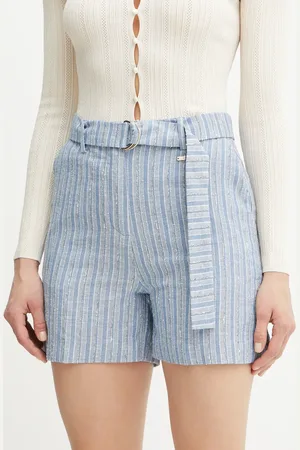 Fracomina Szorty z domieszką lnu damskie kolor wzorzyste high waist FS25SV6004W402Q6
