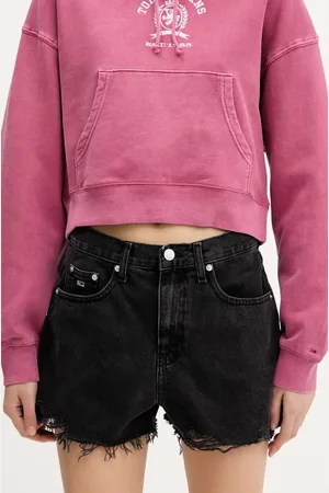Tommy Hilfiger Szorty jeansowe damskie kolor gładkie high waist DW0DW20097