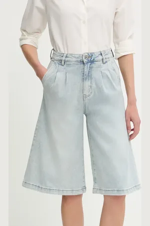 ANSWEAR Lab szorty jeansowe damskie kolor gładkie high waist