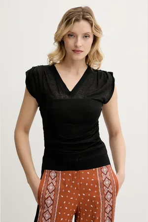 Pinko Bluzka lniana damskie kolor gładka 104985 A2GF