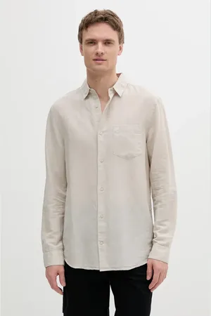 Calvin Klein Koszula lniana męska kolor regular z kołnierzykiem klasycznym K10K114488