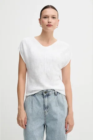 Benetton Sweter z domieszką lnu damski kolor lekki 125GD402P