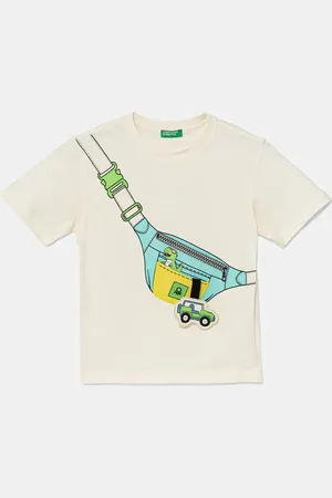 Benetton T-shirt bawełniany kolor z nadrukiem 3I1XG10J6