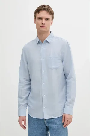 Calvin Klein Koszula lniana męska kolor regular z kołnierzykiem klasycznym K10K114488