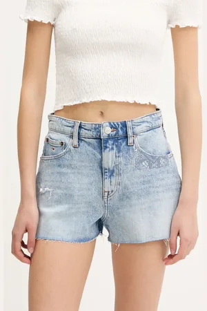 Tommy Hilfiger Szorty jeansowe damskie kolor gładkie high waist DW0DW20087