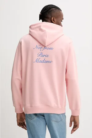 Drôle de Monsieur Bluza bawełniana Le Hoodie Slogan Cursive męska kolor z kapturem z aplikacją G-HO168-CO127-LPI