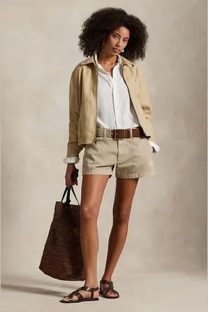 Ralph Lauren Szorty bawełniane damskie kolor gładkie medium waist 211963798