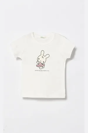 Benetton T-shirt bawełniany niemowlęcy kolor z nadrukiem 3I9WA1062