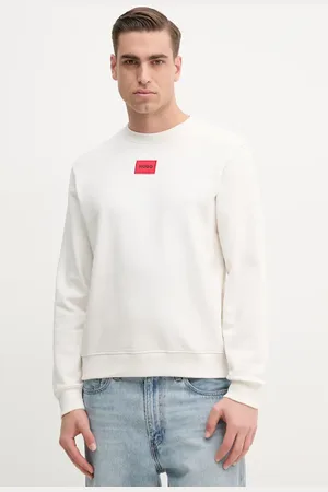 HUGO BOSS Bluza bawełniana męska kolor beżowy z aplikacją 50447964