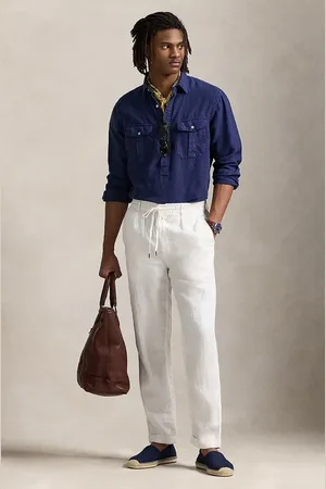 Ralph Lauren Spodnie lniane męskie kolor dopasowane 710940611