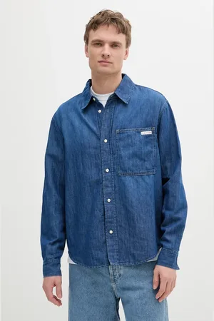 Calvin Klein Koszula męska kolor relaxed z kołnierzykiem klasycznym J30J327509