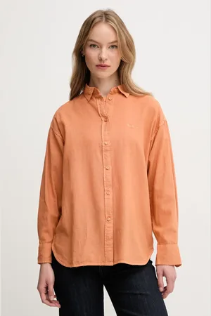 Pepe Jeans Koszula lniana CHIPPER damska kolor relaxed z kołnierzykiem klasycznym PL304993