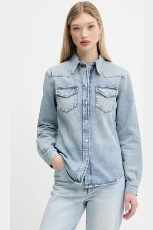 Tommy Hilfiger Koszula jeansowa damska kolor regular z kołnierzykiem klasycznym DW0DW21416