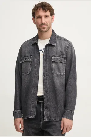 Pepe Jeans Koszula jeansowa RELAXED OVERSHIRT męska kolor relaxed z kołnierzykiem klasycznym PM308585XM8