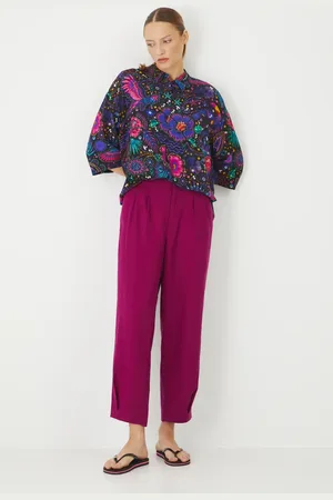 MEDICINE Spodnie lniane damskie kolor fason chinos high waist