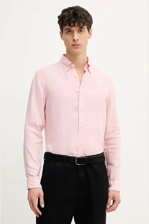 HUGO BOSS Koszula lniana męska kolor slim z kołnierzykiem button-down 50520283