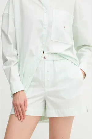 Calvin Klein Szorty bawełniane damskie kolor gładkie high waist J20J225218