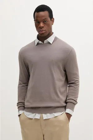 Armani Exchange Sweter z domieszką jedwabiu męski kolor beżowy lekki XM000338 AF12291