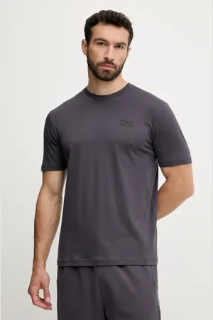 EA7 T-shirt bawełniany męski kolor niebieski z nadrukiem AF10375.7M000567