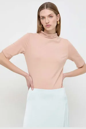 HUGO BOSS T-shirt damski kolor beżowy z półgolfem 50506810