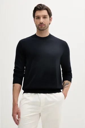 Armani Exchange Sweter z domieszką jedwabiu męski kolor lekki XM000338 AF12291
