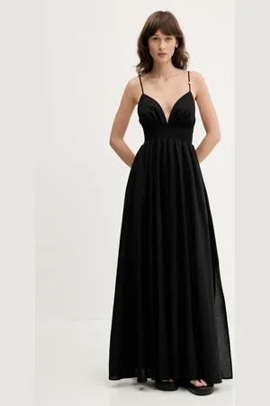 HUGO BOSS Sukienka bawełniana kolor maxi rozkloszowana 50536456