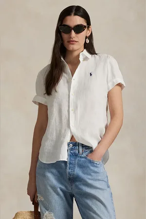 Ralph Lauren Koszula lniana damska kolor relaxed z kołnierzykiem klasycznym 211973366