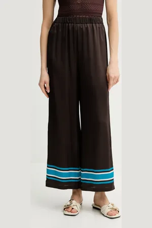 LUISA SPAGNOLI Spodnie jedwabne damskie kolor szerokie high waist 542106