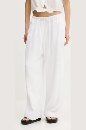 Abercrombie & Fitch Spodnie lniane damskie kolor szerokie high waist KI156-5153