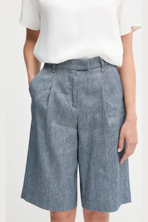 Sisley Szorty lniane kolor melanżowe high waist 4MNUL901J