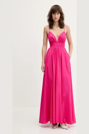 HUGO BOSS Sukienka bawełniana kolor maxi rozkloszowana 50536456