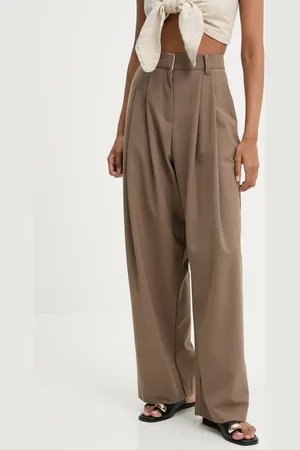 ANSWEAR Lab spodnie z wełną damskie kolor szerokie high waist
