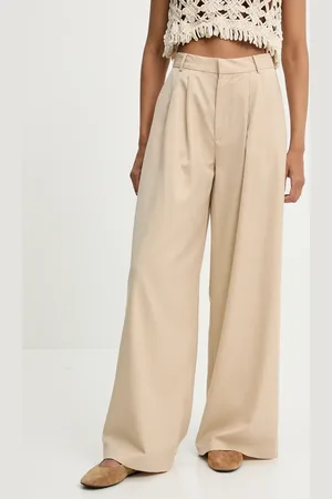 ANSWEAR Lab spodnie z domieszką wełny damskie kolor szerokie high waist