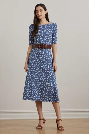 Ralph Lauren Sukienka bawełniana kolor midi rozkloszowana 200976993