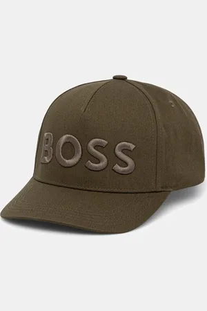 HUGO BOSS Czapka z daszkiem bawełniana kolor czarny z aplikacją 50536482