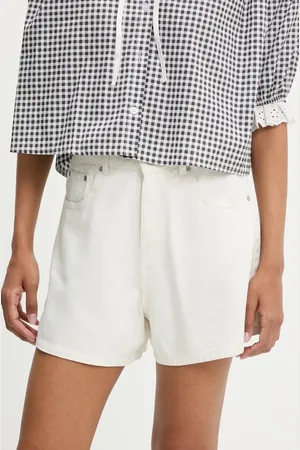 ANSWEAR Lab szorty jeansowe damskie kolor gładkie high waist