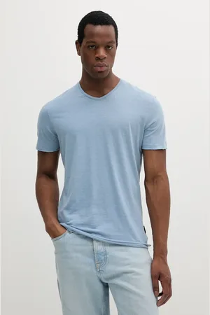 Sisley T-shirt bawełniany męski kolor gładki