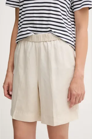 GANT Szorty lniane damskie kolor gładkie high waist 4020116