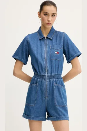 Tommy Hilfiger Kombinezon jeansowy kolor bawełniany z kołnierzykiemm DW0DW20371
