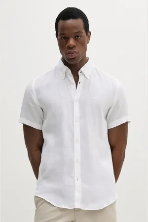 HUGO BOSS Koszula lniana męska kolor slim z kołnierzykiem button-down 50539352