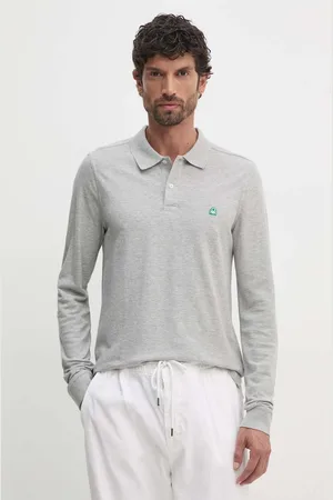 Benetton Longsleeve bawełniany kolor gładki