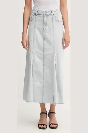 Oui Spódnica jeansowa kolor midi prosta 92888