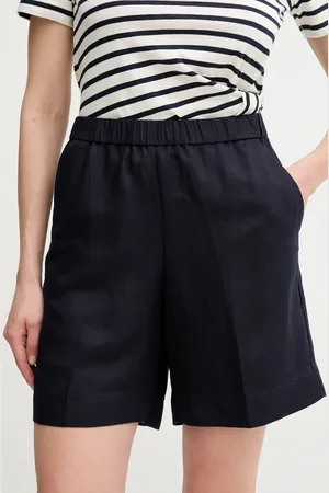 GANT Szorty lniane damskie kolor gładkie high waist 4020116