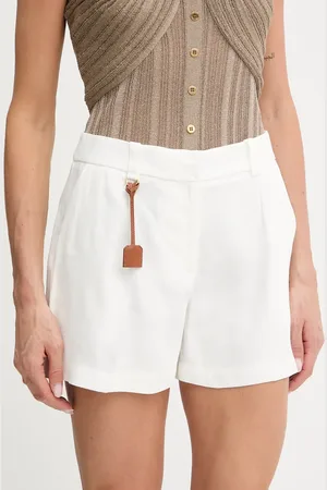 Elisabetta Franchi Szorty lniane damskie kolor gładkie high waist SH01252E2