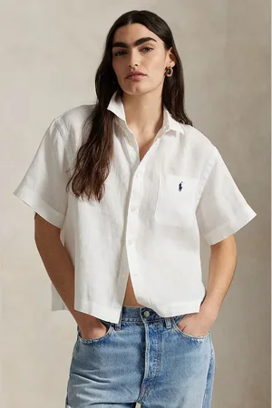 Ralph Lauren Koszula lniana damska kolor relaxed z kołnierzykiem klasycznym 211965847