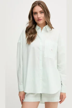 Calvin Klein Koszula bawełniana damska kolor relaxed z kołnierzykiem klasycznym J20J225411